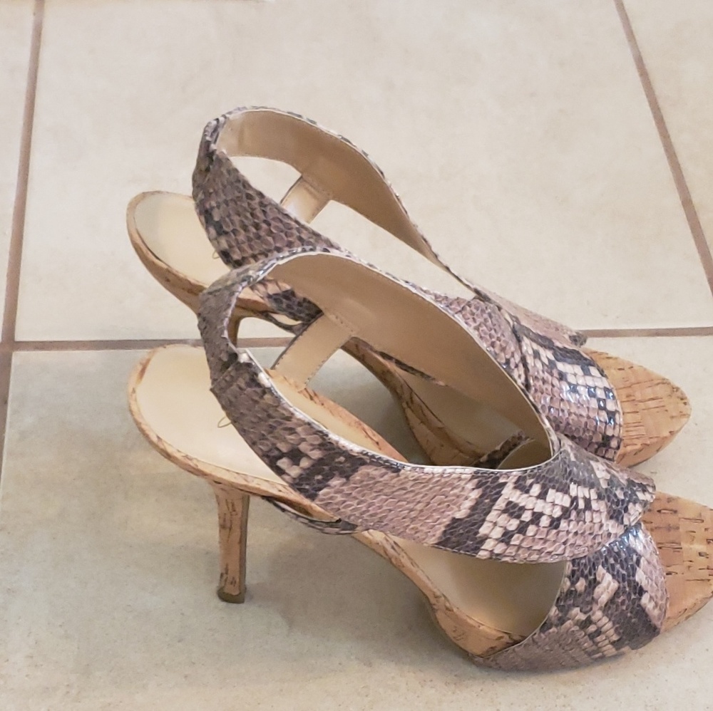 Nude snake print sandals size 9